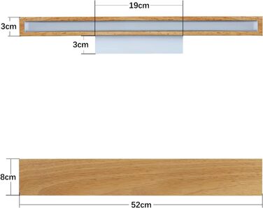 Настінний світильник ZMH LED Wood 16W - сучасний теплий білий для вітальні, спальні, передпокою (52см, 2 шт. )