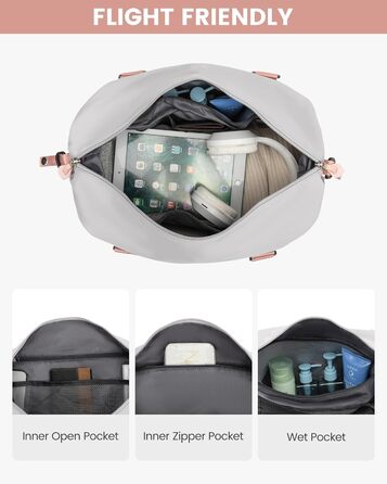 Спортивна сумка LOVEVOOK для жінок: дорожня, для плавання, фітнесу, клініки. 30L, водонепроникна, сіра + рожевий ремінець