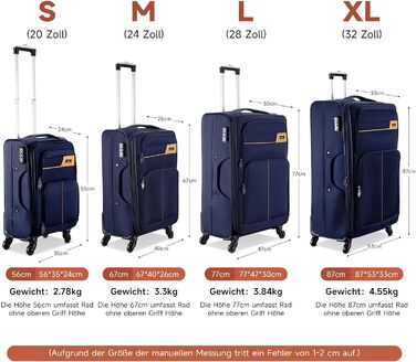 Набір валіз HOMELUX з 3 частин з твердого корпусу для подорожей валіза ABS на коліщатках з візком (HL4PCL-блакитний)