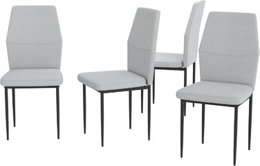 Стілець для їдальні GOLDFAN (4 шт.) з льоновим покриттям, сірий - сучасний кухонний, м'який стілець для вітальні з металевими ніжками