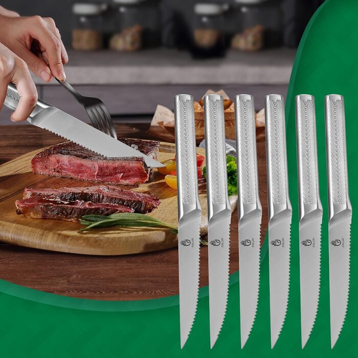 Набір кухонних ножів Fullhi 14 предметів з бруском для заточування, набір кухонних ножів з блоком, преміум якість (срібляста сталь)