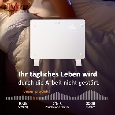 Конвектор DONYER POWER 2500W з Wi-Fi, 24h таймер, керування від пульта, скло, настінний/підлоговий