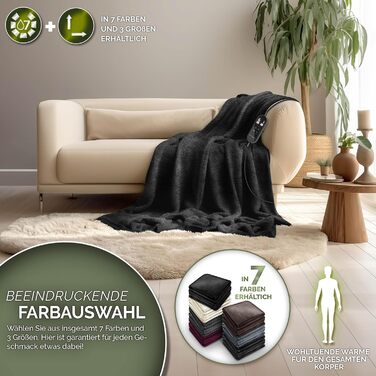 Електрична гріюча ковдра з плюшем | Автоматичне вимкнення | Тепла ковдра з таймером | 9 температурних режимів | Можна прати до 40°C | Цифровий дисплей (200 x 180 см, Чорний)