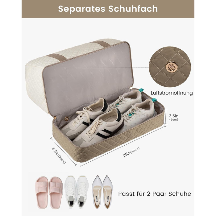 Спортивна сумка LOVEVOOK для жінок з відділом для ноутбука, 40L, з відділенням для взуття, Gym Bag, Travel Duffel, для подорожей, фітнесу, клініки, лікарні (Бежево-хакі)