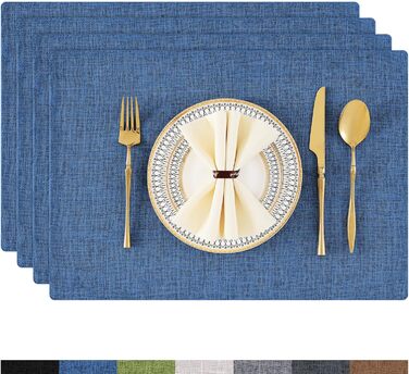 Тканинні серветки на стіл Homaxy, 4 шт., блакитні, миючі, термостійкі, антиковзаючі, двосторонні