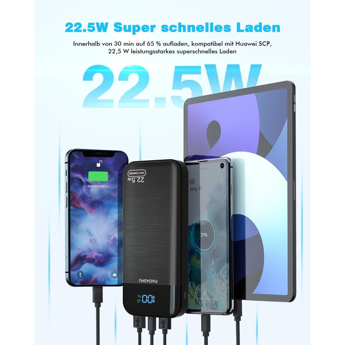 Дисплей, 3 виходи, 2 входи (002), 27000mAh 22.5W, PD20W, USB-C, LED