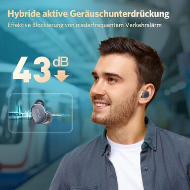 Навушники-вкладиші Bluetooth EarFun Free Pro 3, ANC, Hi-Res, aptX, акумулятор 33 год, бездротовий, еквалайзер (темно-синій)