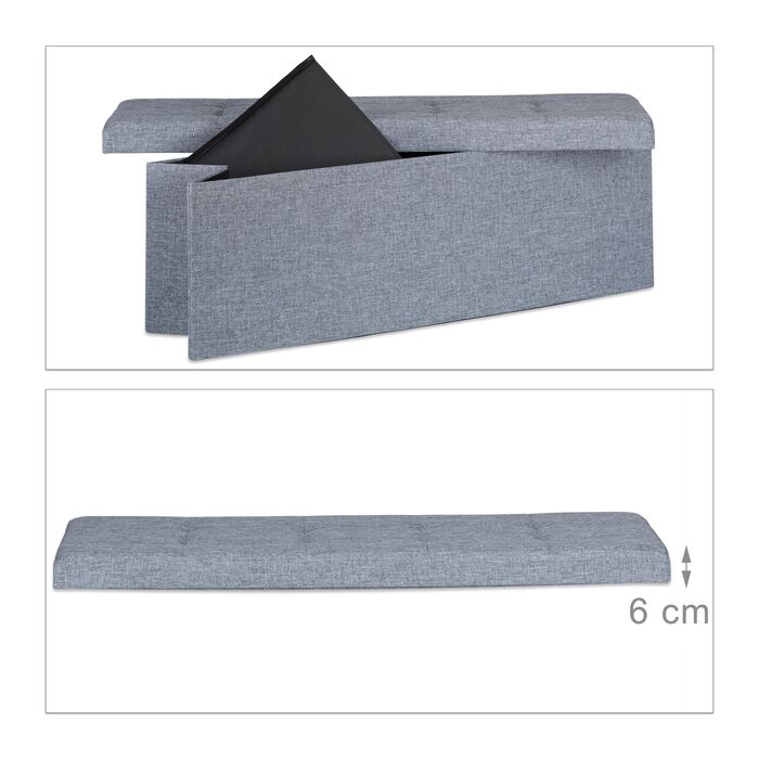 Relaxdays Складана лавка з льону