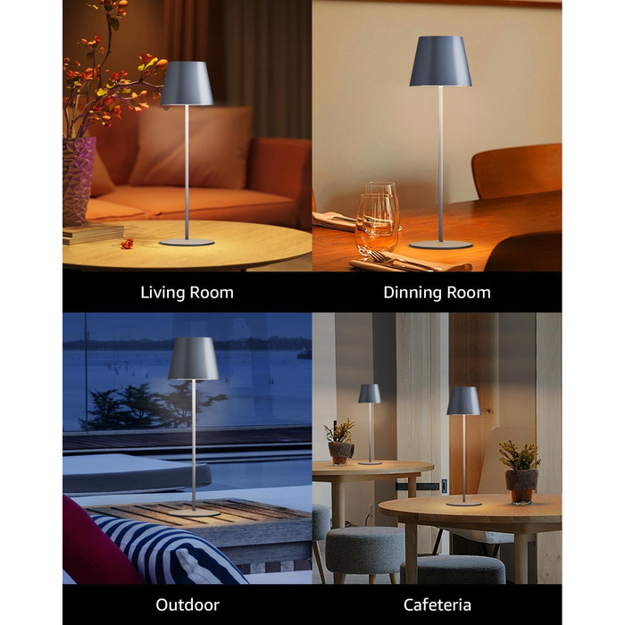 LED настільна лампа FUYO 2 шт. в наборі, акумуляторна, USB-C, сенсорне керування, регулювання яскравості, 2700K-6000K, 3 кольори, для дому та вулиці (чорний)