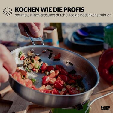 Набір посуду для кемпінгу Campo Libre Enzo I з нержавіючої сталі: компактний, індукційний, 6 або 8-ти частинний