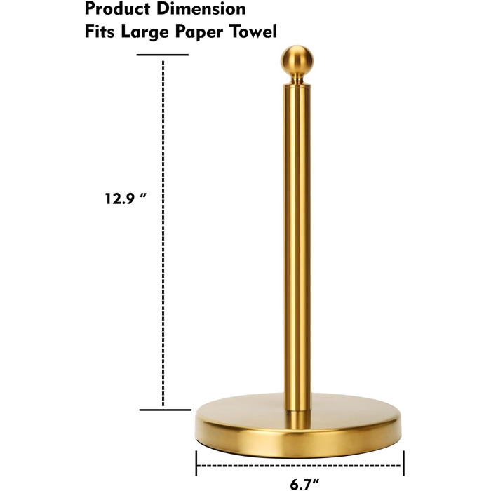 Тримач для паперових рушників на стільницю з обважченою основою, нержавіюча сталь, золото