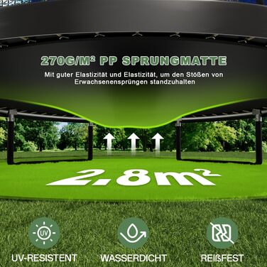 Батут садовий Flamaker Ø228/305/366/427 см з захисною сіткою, до 150 кг, для дітей та дорослих, чорний