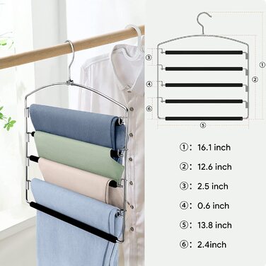 Набір вішалок для штанів Housolution 4 шт. з антиковзним покриттям, чорного кольору