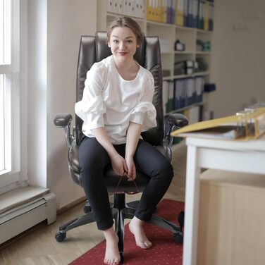 Офісний крісло Colamy з шкіри, висока спинка, комп'ютерне крісло з підлокітниками, регульоване нахил, ергономічний поворотний стілець для дорослих, роботи, навчання