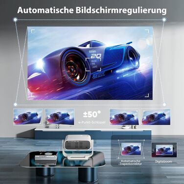 Розумний проєктор Beamer 4K Full HD 1080P, 25000 люмен, Android 11, WiFi 6, BT 5.2, поворотний штатив 120°, для iOS/Android/Laptops, сірий