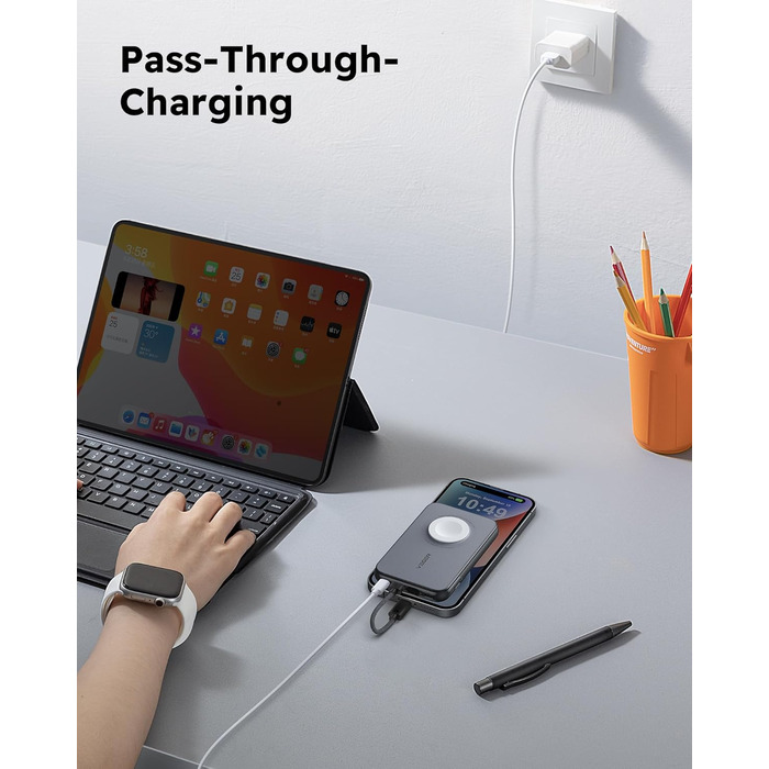 Вт PD, 10000 мАг, з функцією зарядки від Apple Cable & Watch, 2 шт. USB-C, LED-дисплей, 20