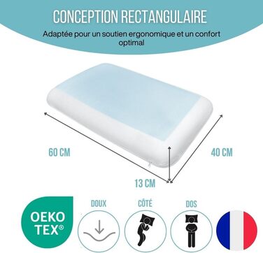 М'яка дитяча подушка Inphysio з Memory Foam - бамбукова тканина, гіпоалергенна - для комфортного сну - ергономічна подушка для шиї - 50 x 30 x 5,5 см (Білий - Comfort Gel)