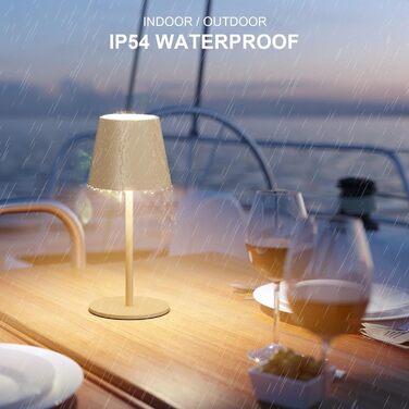 LED настільна лампа Lundwa на акумуляторі 26 см, 5000 мАг, 3W, 3000K, IP54, для кемпінгу, ресторану, спальні, бару (1 шт.)