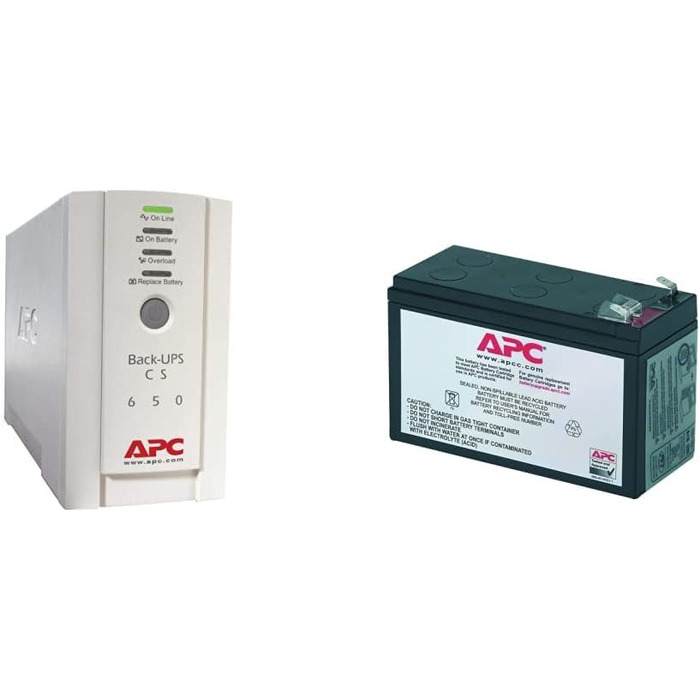 ДБЖ APC Back-UPS CS - BK650EI - джерело безперебійного живлення 650 ВА (4 виходи IEC, захист від перенапруг) (вихідна потужність 650 ВА, комплект із запасним акумулятором)