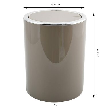 Серія MSV для ванної кімнати Aspen Design косметичне відро педальне відро для ванної з поворотною кришкою відро для сміття з поворотною кришкою 6 літрів (ØxH) близько 18,5 x 26 см (сіро-коричневого кольору)