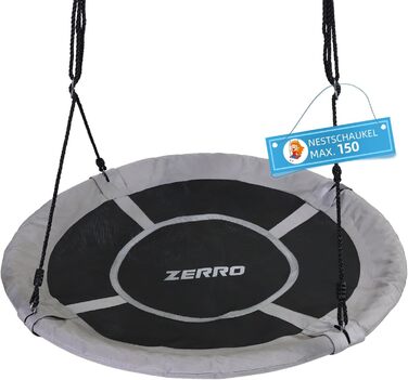 Сітчаста гойдалка ZERRO Nestschaukel для дітей та дорослих, Ø120см, до 150кг, регульована висота, сіра