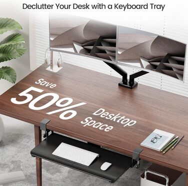 Підставка для клавіатури NearHub, висувна, під стіл, карбоновий дизайн, 65x30 см