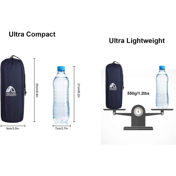 Невеликий розмір упаковки, надувний надувний матрац для кемпінгу, спальний килимок для вулиці, надлегкий вологостійкий, водонепроникний і нековзний, БАГАТОРАЗОВИЙ (темно-синій з подушкою)