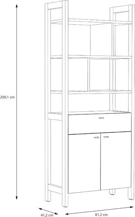 ВАША ТІТКА ЕММА ФОРТЕ ХОЙВІК Полиця з 2 дверцятами та 1 шухлядою, матеріал на основі дерева, дуб сонома/білий, 81,2 x 200,1 x 41,2 см