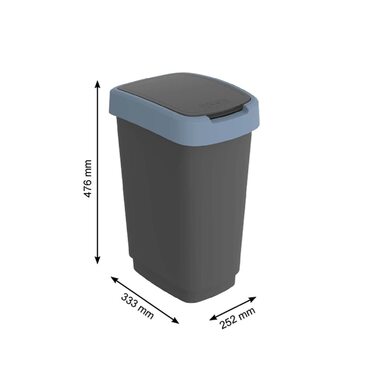 Поворотне відро Rotho об'ємом 25 л, відро для сміття з відкидною кришкою, пластикове відділення для сміття, відро для утилізації відходів, збирач відходів, що не містить бісфенолу А (Чорний / темно-синій)