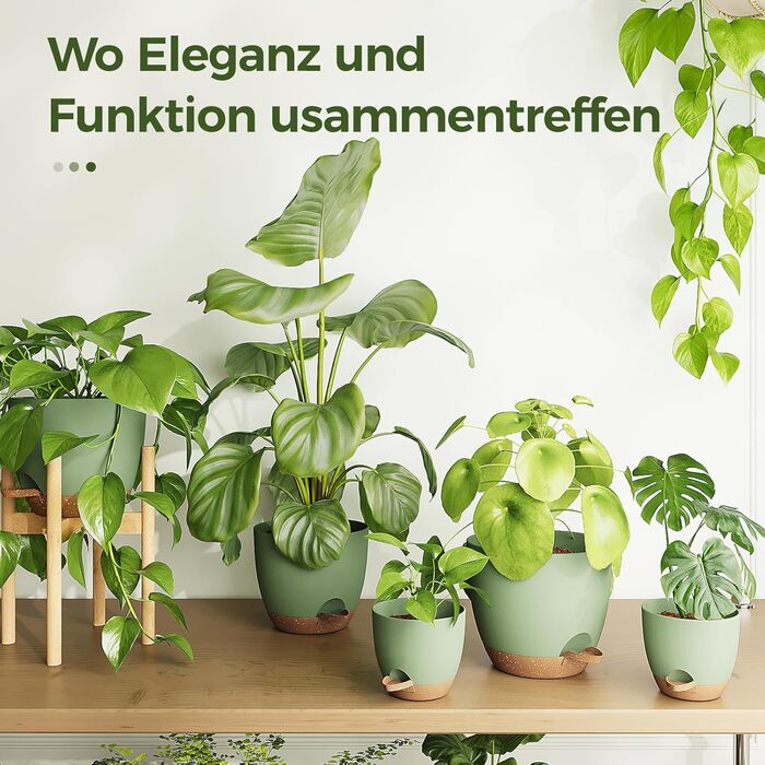 Набір горщиків для квітів Bamworld 6 шт. з автополивом, 12.7-20.3 см, з підставкою, для кімнатних рослин та розсади