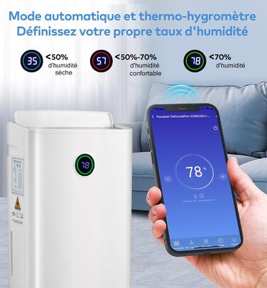 Зволожувач повітря Pasapair – автоматичний осушувач для дому до 120 м³ (20 м²) з таймером, 3 режими роботи, цифровий дисплей, шланг для відведення конденсату. Захист від вологи та плісняви.