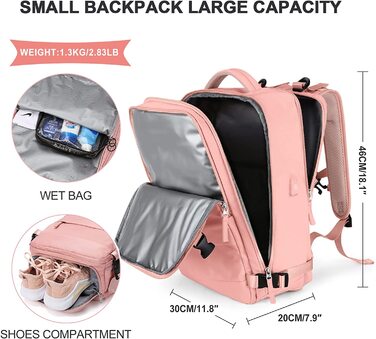 Дорожній рюкзак SZLX 33х20х47 см рожевий