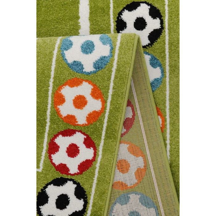 Сучасний м'який дитячий килим з м'яким ворсом, легкий у догляді, стійкий до фарбування, з райдужним малюнком (140 х 200 см, футбольне поле)