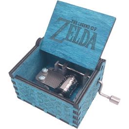 Музична шкатулка Zelda, ручна, дерев'яна, Пісня штормів, синя (60 символів)