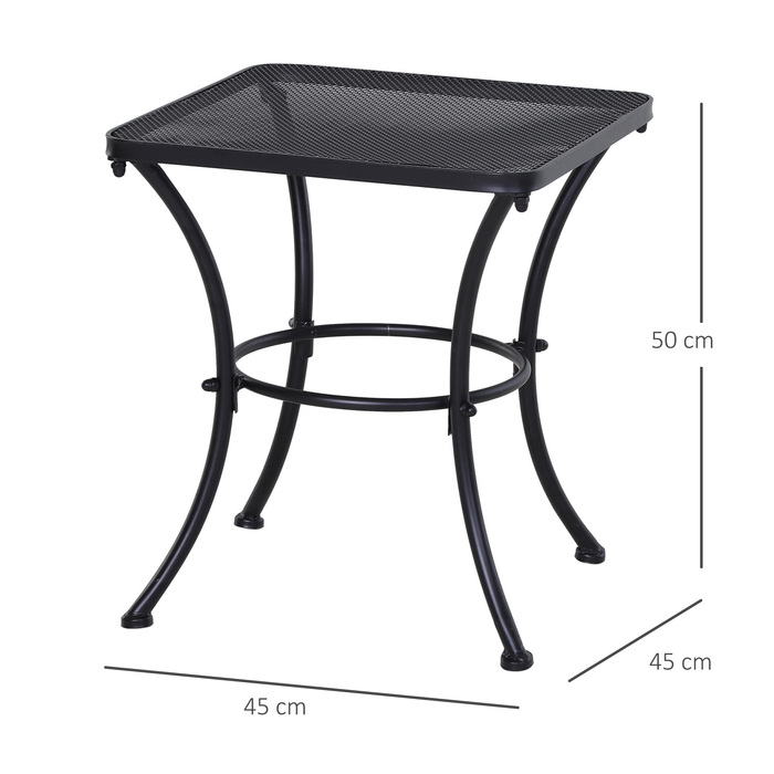 Outsunny Side Table Чорний садовий стіл 45x45x50см Металевий балконний столик Журнальний столик для патіо та саду