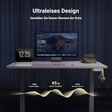 Регульований стіл Claiks 120x60 см: електричний, з пам'яттю, з гачками | Стіл для стоячи/сидячи