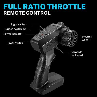 RC Drift Car ACAMMZAR 1:24, 4WD, 20 км/год, з LED підсвіткою, 2 акумулятори, для дітей від 4 років та дорослих - блакитний S815