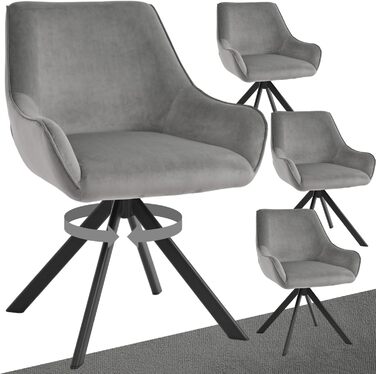 Обідні стільці поворотні, комплект 4 шт. з підлокітниками – 360° поворот, м'який стілець з льону, сучасний поворотний стілець для кухні з металевим каркасом та спинкою, бежевий, для їдальні, вітальні, офісу