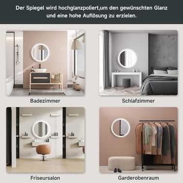 Дзеркало для ванної кімнати SONNI LED з підсвічуванням 80x60 см, прямокутне, біле