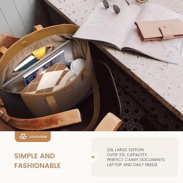 LOVEVOOK Сумка-шопер з натуральної шкіри, велика жіноча сумка на плечі, сумка-тоут, коричнева (чорно-коричнева, M)