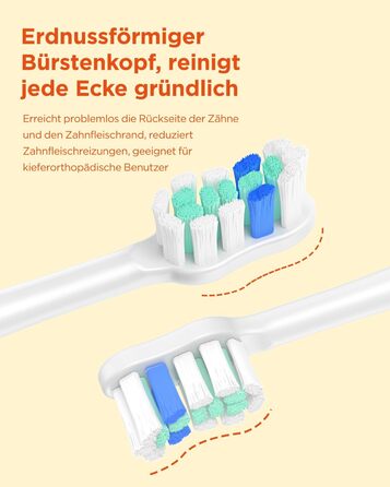 Електрична зубна щітка звукового типу для дорослих та дітей Rosenrot, 5 режимів, 3 інтенсивності, таймер, 8 насадок, етитуй
