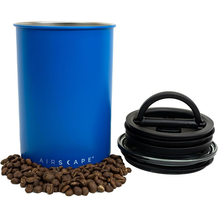 Контейнер для кави Airscape Planetary Design | Сталева банка для зберігання продуктів | Герметична кришка | Зберігає свіжість | Матовий блакитний, Medium
