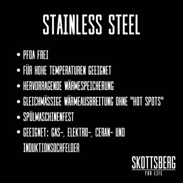 Професійний ВОК SKOTTSBERG тришаровий Ø 28 см, нержавіюча сталь, алюмінієвий сердечник, стрижень з нержавіючої сталі з фірмовою печаткою, для