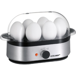 Яйцеварка з акустичним сигналом готовності, 400 Вт, на 6 яєць, вставки для яєць пашот, антипригарна конфорка, алюмінієвий корпус, 6099