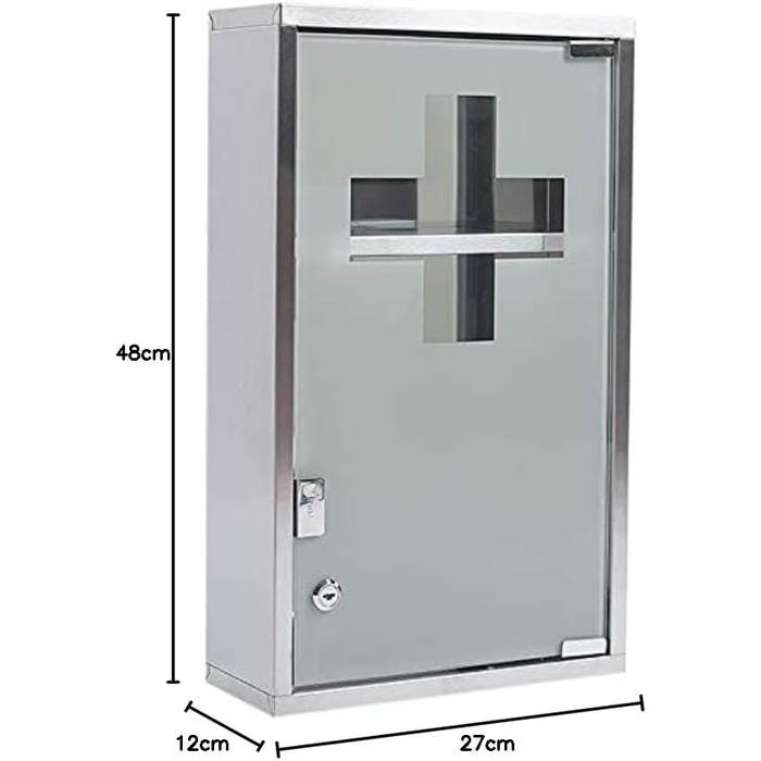 Медичний шкаф Zedelmaier з нержавіючої сталі, 4 відділення, аптечний, для ванної кімнати, з можливістю підвішування, закривається на замок, 57 x 27 x 12 см, білий