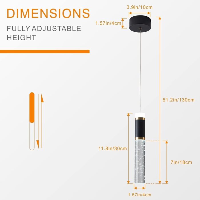 Сучасний кришталевий підвісний світильник з можливістю затемнення, регульований по висоті, 3-кольоровий світлодіод, чорний/золотий