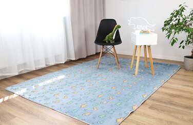 Світиться килим для дитячої кімнати-дитячий флуоресцентний килимок для ігор, який можна прати (синій динозавр, 160x220 см)