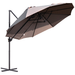 Outsunny Double Parasol Centilever Parasol Double Parasol з регульованим садовим парасолькою Sunshade Metal Brown 440 x 270 x 250 см