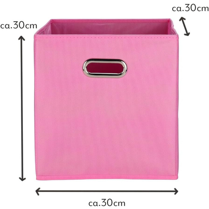 Набір з 4 коробок для зберігання приблизно 30x30x30 см - Рожевий - Розкладна коробка з люверсами Органайзер Тканинна коробка Складна полична коробка Кубічна складна коробка Кошики Дитяча кімната Коробка для іграшок Коробка для замовлення