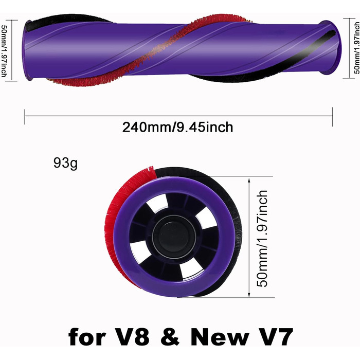 Змінна щітка для килимів HUAYUWA (4 зубчасті диски, d50 мм) для пилососа Dyson V8 Total Clean V8 Animal V7 для V8/V7 (4 зубчасті диски, d50 мм)
